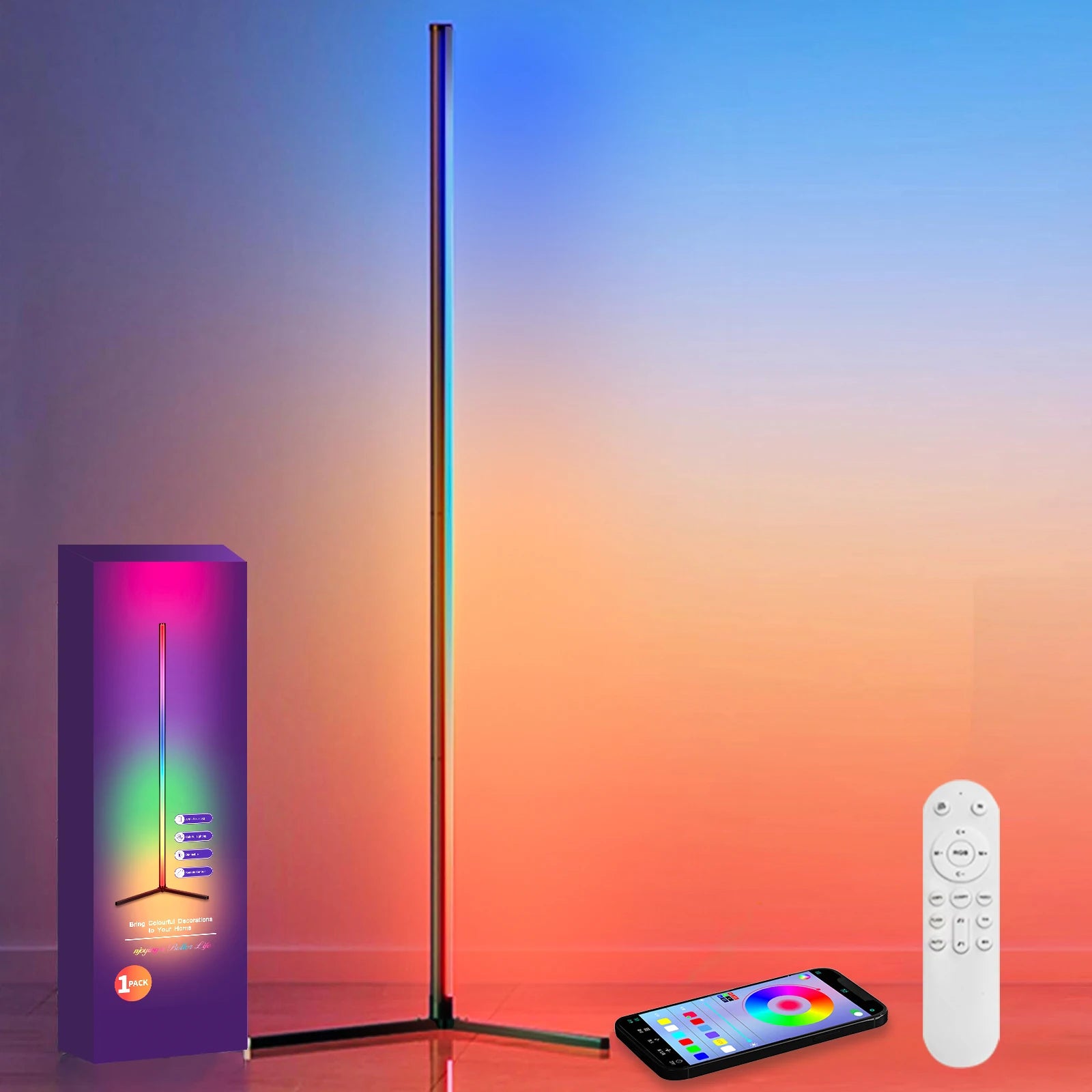 2PC/1PC LED Floor Lamp, 160CM/63IN RGB Corner Lamp Works with APP/Remote Control, Smart Corner Light with 16 Million DIY Colors,